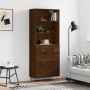 Aparador alto madera contrachapada marrón roble 69,5x34x180 cm de vidaXL, Aparadores - Ref: Foro24-3189380, Precio: 158,99 €,...