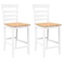Taburetes de bar 2 uds madera maciza blanca caucho