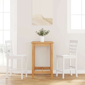 Taburetes de bar 2 uds madera maciza blanca caucho