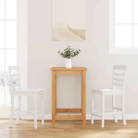 Taburetes de bar 2 uds madera maciza blanca caucho