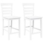 Taburetes de bar 2 uds madera maciza blanca caucho