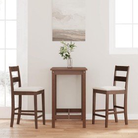 Taburetes de bar con cojines 2 uds madera maciza marrón caucho