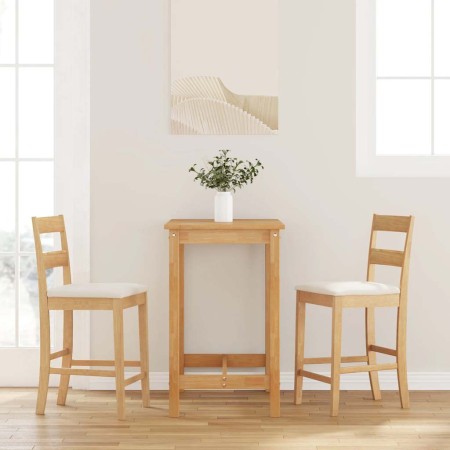 Taburetes de bar con cojines 2 uds madera maciza natural caucho