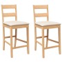 Taburetes de bar con cojines 2 uds madera maciza natural caucho