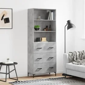 Aparador alto madera contrachapada gris hormigón 69,5x34x180 cm de vidaXL, Aparadores - Ref: Foro24-3189385, Precio: 146,86 €...