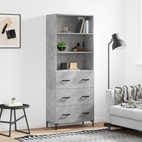 Concrete gray plywood tall sideboard 69.5x34x180 cm by vidaXL, Sideboards - Ref: Foro24-3189385, Price: 156,89 €, Discount: %
