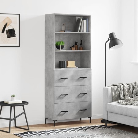 Aparador alto madera contrachapada gris hormigón 69,5x34x180 cm de vidaXL, Aparadores - Ref: Foro24-3189385, Precio: 159,12 €