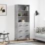 Aparador alto madera contrachapada gris hormigón 69,5x34x180 cm de vidaXL, Aparadores - Ref: Foro24-3189385, Precio: 159,12 €
