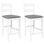 Taburetes de bar con cojines 2 uds madera maciza blanca caucho