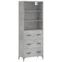 Aparador alto madera contrachapada gris hormigón 69,5x34x180 cm de vidaXL, Aparadores - Ref: Foro24-3189385, Precio: 159,12 €