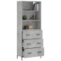 Aparador alto madera contrachapada gris hormigón 69,5x34x180 cm de vidaXL, Aparadores - Ref: Foro24-3189385, Precio: 159,12 €