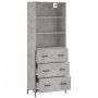 Aparador alto madera contrachapada gris hormigón 69,5x34x180 cm de vidaXL, Aparadores - Ref: Foro24-3189385, Precio: 159,12 €
