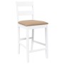 Taburetes de bar con cojines 2 uds madera maciza blanca caucho