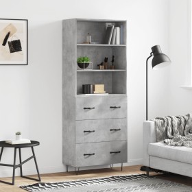 Concrete gray plywood tall sideboard 69.5x34x180 cm by vidaXL, Sideboards - Ref: Foro24-3189377, Price: 149,10 €, Discount: %