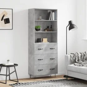 Concrete gray plywood tall sideboard 69.5x34x180 cm by vidaXL, Sideboards - Ref: Foro24-3189377, Price: 140,84 €, Discount: %