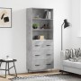 Hohes Sideboard aus betongrauem Sperrholz, 69,5 x 34 x 180 cm von vidaXL, Sideboards - Ref: Foro24-3189377, Preis: 149,10 €, ...