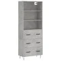 Concrete gray plywood tall sideboard 69.5x34x180 cm by vidaXL, Sideboards - Ref: Foro24-3189377, Price: 142,60 €, Discount: %