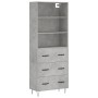 Hohes Sideboard aus betongrauem Sperrholz, 69,5 x 34 x 180 cm von vidaXL, Sideboards - Ref: Foro24-3189377, Preis: 149,10 €, ...