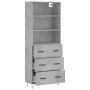 Aparador alto madera contrachapada gris hormigón 69,5x34x180 cm de vidaXL, Aparadores - Ref: Foro24-3189377, Precio: 148,95 €