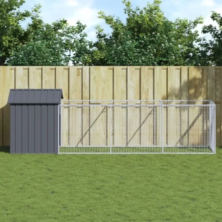 Dog house with gray galvanized steel roof 117x405x123 cm by vidaXL, Dog kennels - Ref: Foro24-3189059, Price: 289,55 €, Disco...