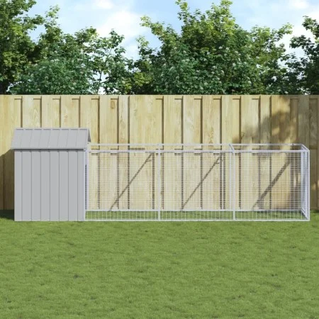 Dog kennel with light gray galvanized steel roof 117x405x123cm by vidaXL, Dog kennels - Ref: Foro24-3189064, Price: 311,32 €,...