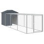 Gallinero con corral acero galvanizado gris 117x405x123 cm by vidaXL, Cages and habitats for small animals - Ref: Foro24-3189...