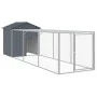 Hühnerstall mit grauem verzinktem Stahlgehege 117x405x123 cm von vidaXL, Käfige und Lebensräume für Kleintiere - Ref: Foro24-...