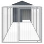 Gallinero con corral acero galvanizado gris 117x405x123 cm by vidaXL, Cages and habitats for small animals - Ref: Foro24-3189...