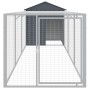 Gallinero con corral acero galvanizado gris 117x405x123 cm