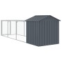 Gallinero con corral acero galvanizado gris 117x405x123 cm by vidaXL, Cages and habitats for small animals - Ref: Foro24-3189...