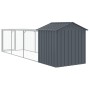 Gallinero con corral acero galvanizado gris 117x405x123 cm