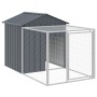 Gallinero con corral acero galvanizado gris 117x405x123 cm by vidaXL, Cages and habitats for small animals - Ref: Foro24-3189...