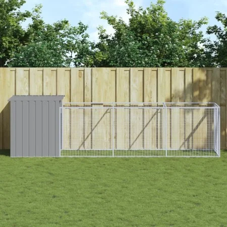 Doghouse corral light gray galvanized steel 110x405x110cm by vidaXL, Dog kennels - Ref: Foro24-3189084, Price: 257,15 €, Disc...