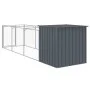 Caseta perros con corral acero galvanizado gris 110x405x110 cm de vidaXL, Casetas para perros - Ref: Foro24-3189079, Precio: ...