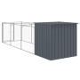 Hundehütte mit Gehege verzinkter Stahl grau 110x405x110 cm von vidaXL, Hundehütten - Ref: Foro24-3189079, Preis: 270,92 €, Ra...