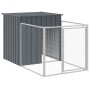 Hundehütte mit Gehege verzinkter Stahl grau 110x405x110 cm von vidaXL, Hundehütten - Ref: Foro24-3189079, Preis: 270,92 €, Ra...