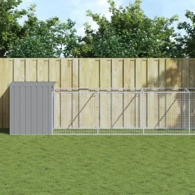 Doghouse corral light gray galvanized steel 110x1221x110cm by vidaXL, Dog kennels - Ref: Foro24-3189088, Price: 542,26 €, Dis...