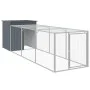 Chicken coop with corral gray galvanized steel 110x405x110 cm by vidaXL, Cages and habitats for small animals - Ref: Foro24-3...