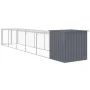 Chicken coop with corral gray galvanized steel 110x609x110 cm by vidaXL, Cages and habitats for small animals - Ref: Foro24-3...