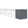 Gallinero con corral acero galvanizado gris 110x609x110 cm