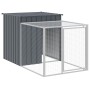 Gallinero con corral acero galvanizado gris 110x609x110 cm