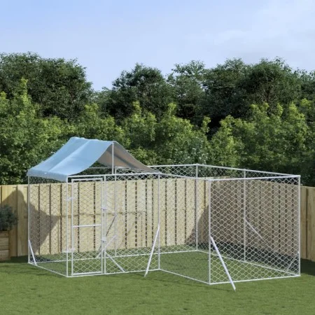 Außenzwinger mit silberverzinktem Stahldach 4x4x2,5 m von vidaXL, Hundehütten und Zäune - Ref: Foro24-3190470, Preis: 266,71 ...