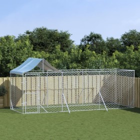 Außenzwinger mit verzinktem Stahldach silber 6x2x2,5 m von vidaXL, Hundehütten und Zäune - Ref: Foro24-3190467, Preis: 261,32...
