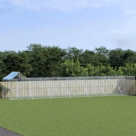 Außenzwinger mit silberverzinktem Stahldach 14x2x2,5m von vidaXL, Hundehütten und Zäune - Ref: Foro24-3190469, Preis: 471,28 ...