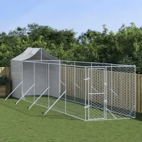 Außenzwinger mit silberverzinkter Stahlmarkise 2x10x2,5m von vidaXL, Hundehütten und Zäune - Ref: Foro24-3190476, Preis: 409,...