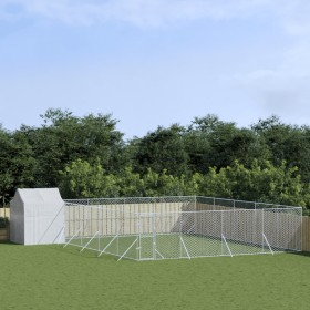 Perrera exterior con techo acero galvanizado plata 10x10x2,5 m von vidaXL, Hundehütten und Zäune - Ref: Foro24-3190481, Preis...