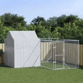 Außenzwinger mit verzinktem Stahldach silber 4x4x2,5 m von vidaXL, Hundehütten und Zäune - Ref: Foro24-3190478, Preis: 306,44...