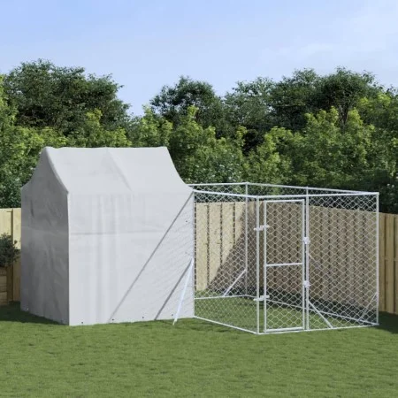 Außenzwinger mit verzinktem Stahldach silber 4x4x2,5 m von vidaXL, Hundehütten und Zäune - Ref: Foro24-3190478, Preis: 306,44...