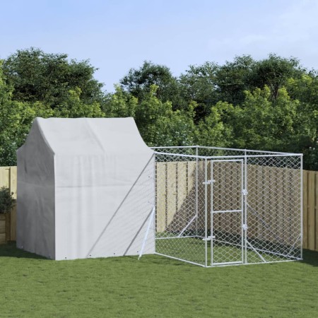 Außenzwinger mit verzinktem Stahldach silber 4x4x2,5 m von vidaXL, Hundehütten und Zäune - Ref: Foro24-3190478, Preis: 299,73...