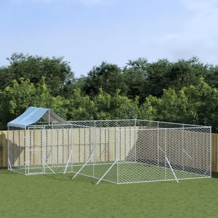 Außenzwinger mit verzinktem Stahldach silber 6x6x2,5 m von vidaXL, Hundehütten und Zäune - Ref: Foro24-3190471, Preis: 380,88...